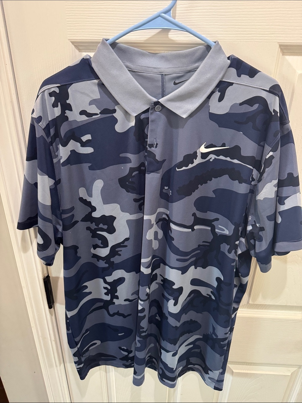 Nike Men’s Navy and Light Blue Camo Polo